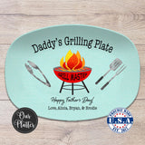 Grilling Personalized Plate, Daddy's BBQ Plate for Father's Day from Kids, Custom Grill Gift for Him for Birthday, Grill Master Dad