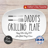 Grilling BBQ Plate, Personalized Serving Tray Platter, Father's Day Gift for BBQ Lover, Gifts for Him, Outdoor Poolside, Christmas for Dad