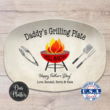 Grilling Personalized Plate, Daddy's BBQ Plate for Father's Day from Kids, Custom Grill Gift for Him for Birthday, Grill Master Dad