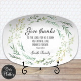 Personalized Give Thanks Platter | Custom Scripture Serving Tray | Family Dinner Prayer | Faith Gift for Any Season