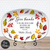 Personalized Give Thanks Platter | Custom Scripture Serving Tray | Family Dinner Prayer | Faith Gift for Any Season