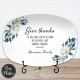 Personalized Give Thanks Platter | Custom Scripture Serving Tray | Family Dinner Prayer | Faith Gift for Any Season