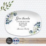 Personalized Give Thanks Platter | Custom Scripture Serving Tray | Family Dinner Prayer | Faith Gift for Any Season