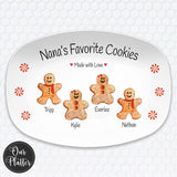 Personalized Gingerbread Platter | Custom Grandma Family Christmas Plate | Holiday Baking Gift | Kids Name Tray | Favorite Cookies