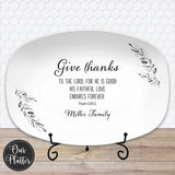 Personalized Give Thanks Platter | Custom Scripture Serving Tray | Family Dinner Prayer | Faith Gift for Any Season
