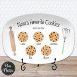 Personalized Favorite Cookies Platter | Grandkid Names Custom Chocolate Chip Plate | Baking Gift for Grandma | Mother’s Day or Christmas