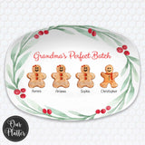 Personalized Gingerbread Platter | Custom Grandma Family Christmas Plate | Holiday Baking Gift | Kids Name Tray | Favorite Cookies
