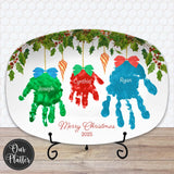 Handprint Ornaments Custom Personalized Platter, Gift from Kids, Handprint Plate
