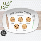 Personalized Favorite Cookies Platter | Grandkid Names Custom Chocolate Chip Plate | Baking Gift for Grandma | Mother’s Day or Christmas