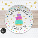 Happy Birthday Personalized Plate, Dots, Sprinkles, Cupcake