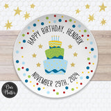 Happy Birthday Personalized Plate, Dots, Sprinkles, Cupcake