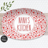 Blue Toile Personalized Custom Platter | Chinoiseries Pattern Designs | Family Name Gift