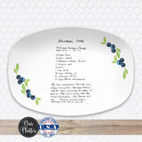 Handwritten Recipe Platter from Photo | Blueberry Design | Custom Family Keepsake Plate | Personalized Mother’s Day Gift for Mom or Grandma