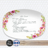 Handwritten Recipe Platter from Photo | Floral Plate • Recipe Card • Keepsake | Personalized Mother’s Day Gift for Mom or Grandma