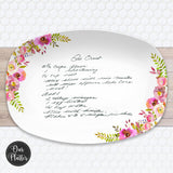 Handwritten Recipe Platter from Photo | Floral Plate • Recipe Card • Keepsake | Personalized Mother’s Day Gift for Mom or Grandma