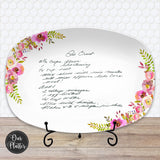 Handwritten Recipe Platter from Photo | Floral Plate • Recipe Card • Keepsake | Personalized Mother’s Day Gift for Mom or Grandma