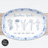 Birth Month Flower Family Personalized Platter, Custom Grandma Garden Gift from Grandkids, Mothers Day
