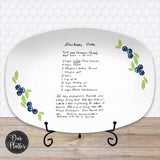 Handwritten Recipe Platter from Photo | Blueberry Design | Custom Family Keepsake Plate | Personalized Mother’s Day Gift for Mom or Grandma