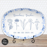 Birth Month Flower Family Personalized Platter, Custom Grandma Garden Gift from Grandkids, Mothers Day