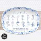 Birth Month Flower Family Personalized Platter, Custom Grandma Garden Gift from Grandkids, Mothers Day