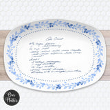 Handwritten Recipe Platter from Photo | Greenery Toile Custom Family Recipe Keepsake Plate | Personalized Mothers Day Gift for Grandma, Mom