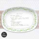 Handwritten Recipe Platter from Photo | Blue Toile Custom Family Recipe Keepsake Plate | Personalized Mothers Day Gift for Grandma, Mom
