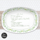Handwritten Recipe Platter from Photo | Greenery Toile Custom Family Recipe Keepsake Plate | Personalized Mothers Day Gift for Grandma, Mom