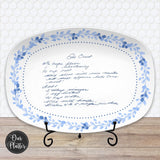Handwritten Recipe Platter from Photo | Blue Toile Custom Family Recipe Keepsake Plate | Personalized Mothers Day Gift for Grandma, Mom