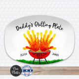 Personalized 1st Father’s Day Handprint BBQ Platter, First Father’s Day Gift from Baby, Custom Grilling Gift for Dad