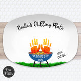 Personalized 1st Father’s Day Handprint BBQ Platter, First Father’s Day Gift from Baby, Custom Grilling Gift for Dad