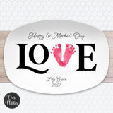 First Fathers Day Gift from Baby, Personalized Baby Footprint Platter, Custom Footprints from Photo, New Dad Keepsake, 1st Father's Day Gift