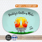 Personalized 1st Father’s Day Handprint BBQ Platter, First Father’s Day Gift from Baby, Custom Grilling Gift for Dad
