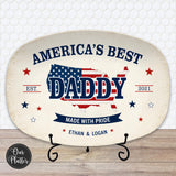 America’s Best Dad Platter | Personalized Father’s Day Gift | Patriotic Dad Serving Tray | USA Dad Gift | Custom Grilling Platter