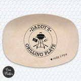 Personalized Daddy's Grilling Plate | Custom Dad Grill Platter | BBQ Serving Tray | Fathers Day Gift from Kids | Birthday, Christmas