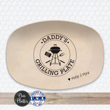 Personalized Daddy's Grilling Plate | Custom Dad Grill Platter | BBQ Serving Tray | Fathers Day Gift from Kids | Birthday, Christmas
