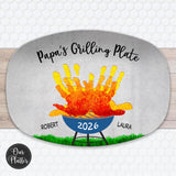 Personalized 1st Father’s Day Handprint BBQ Platter, First Father’s Day Gift from Baby, Custom Grilling Gift for Dad
