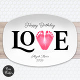 First Fathers Day Gift from Baby, Personalized Baby Footprint Platter, Custom Footprints from Photo, New Dad Keepsake, 1st Father's Day Gift