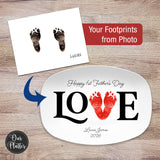 First Fathers Day Gift from Baby, Personalized Baby Footprint Platter, Custom Footprints from Photo, New Dad Keepsake, 1st Father's Day Gift