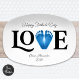 First Fathers Day Gift from Baby, Personalized Baby Footprint Platter, Custom Footprints from Photo, New Dad Keepsake, 1st Father's Day Gift
