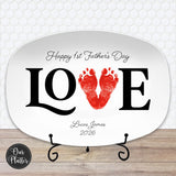 First Fathers Day Gift from Baby, Personalized Baby Footprint Platter, Custom Footprints from Photo, New Dad Keepsake, 1st Father's Day Gift