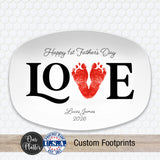 First Fathers Day Gift from Baby, Personalized Baby Footprint Platter, Custom Footprints from Photo, New Dad Keepsake, 1st Father's Day Gift