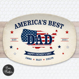 America’s Best Dad Platter | Personalized Patriotic Dad Serving Tray