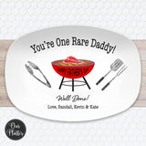 One Rare Dad Grandpa Grilling BBQ Plate, Job Well Done Personalized Serving Platter