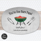 One Rare Dad Grandpa Grilling BBQ Plate, Job Well Done Personalized Serving Platter