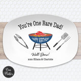 One Rare Dad Grandpa Grilling BBQ Plate, Job Well Done Personalized Serving Platter