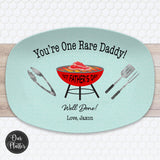 One Rare Dad Grandpa Grilling BBQ Plate, Job Well Done Personalized Serving Platter