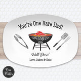 One Rare Dad Grandpa Grilling BBQ Plate, Job Well Done Personalized Serving Platter