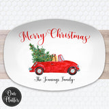 Vintage Christmas Truck Personalized Platter