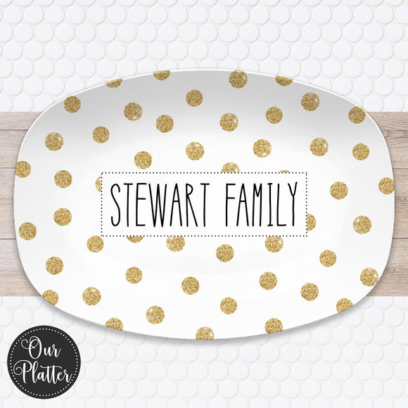 Gold Dots Personalized Holiday Platter | Christmas | Hanukkah | Birthday