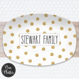 Gold Dots Personalized Holiday Platter | Christmas | Hanukkah | Birthday